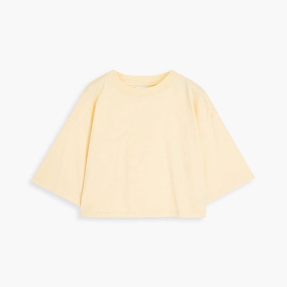 LOULOU STUDIO GUPO CROPPED PIMA COTTON T SHIRT BUTTER YELLOW PASTEL - Picture 2 of 9